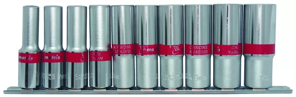 Набор удлиненных торцевых головок 1/4", 6-ти гр., CrV, 10шт., 4-13мм Matrix 13592 купить в Новом Уренгое