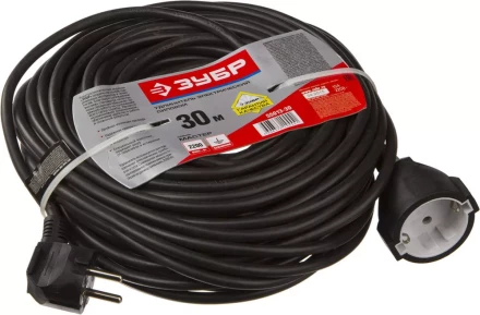 Удлинитель ЗУБР электрический, ПВС 3х1кв мм, черный, 1 гнездо, макс мощн 2200Вт, 30м 55013-30 купить в Новом Уренгое