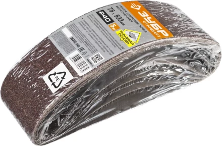 ЗУБР 75х457 мм, P40, лента шлифовальная СТАНДАРТ, для ЛШМ, 5 шт. (35342-040) купить в Новом Уренгое