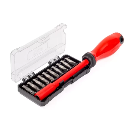 Диэлектрическая отвертка КВТ VDE НИО-2210 со сменными битами S2, профиль SL, PH, PZ, 10 шт. (88928) купить в Новом Уренгое