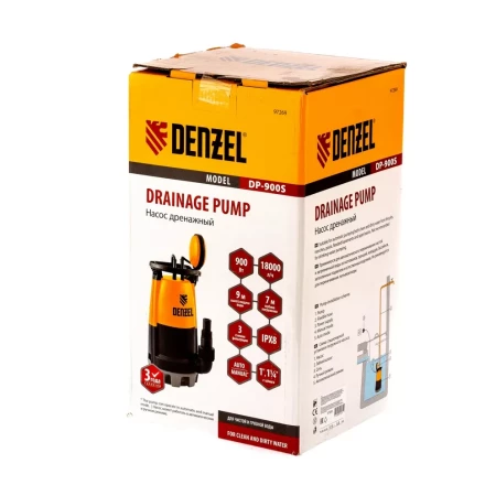 Дренажный насос для чистой и грязной воды Denzel DP-900S 97269 купить в Новом Уренгое