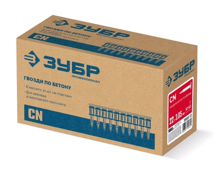 ЗУБР CN усиленные bullet point 22 х 3.05 мм, гвозди по бетону оцинкованные, 1000 шт (305387-22) купить в Новом Уренгое