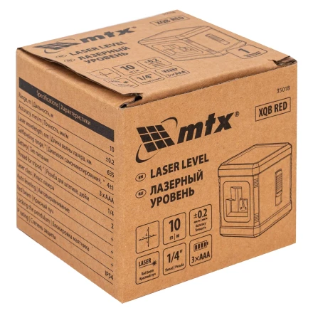 Лазерный уровень MTX XQB RED Basic SET, 10 м, красный луч, батарейки, резьба 1/4" 35018 купить в Новом Уренгое