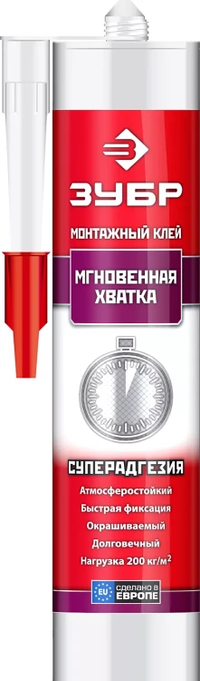 Монтажный клей мгновенная хватка ЗУБР ЭКСПЕРТ 300 мл прозрачный 41334 купить в Новом Уренгое