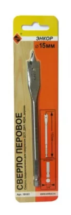 Сверло перовое по дереву  ф15х152мм 1/50/200 19103 купить в Новом Уренгое