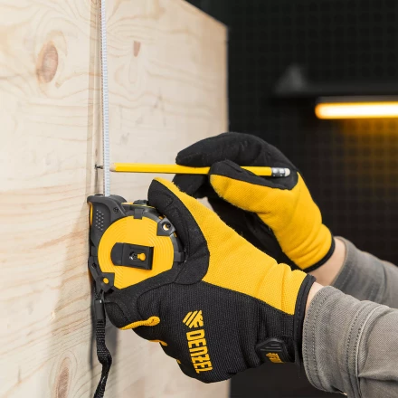 Рулетка Denzel 5м х 19мм, автоматич. фиксац., нейлон. покрытие, магнит. зацеп, двухстор. разметка, 31521 купить в Новом Уренгое