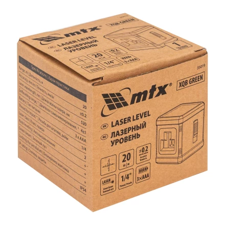 Лазерный уровень MTX XQB GREEN Basic SET, 20 м, зеленый луч, батарейки, резьба 1/4&quot; 35019 купить в Новом Уренгое