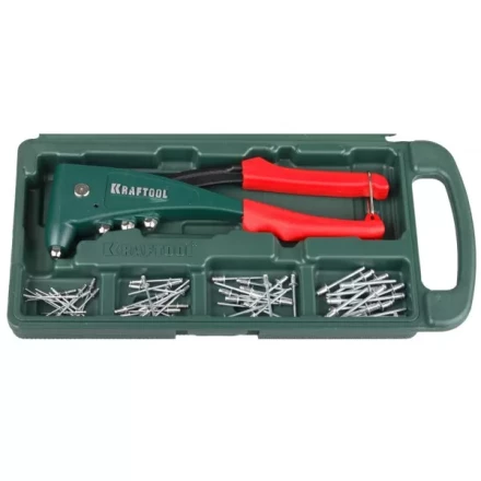 Заклепочник, KRAFTOOL &quot;NX-5&quot; 31173-H6, усиленный литой к d=2,4-4,8 мм - Al и сталь, d=2,4-4,0 - нерж сталь, в боксе, с набором заклепок 31173-H6 купить в Новом Уренгое