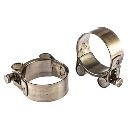 Хомуты металлические силовые 44-47 мм ширина 22 мм шарнирный W4 2 шт Сибртех 475373 купить в Новом Уренгое