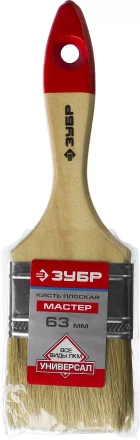 Кисть плоская  ЗУБР &quot;УНИВЕРСАЛ-МАСТЕР&quot;, натуральная щетина, деревянная ручка, 63мм 4-01003-063 купить в Новом Уренгое