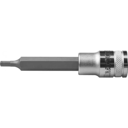 Торцовая бита-головка KRAFTOOL &quot;INDUSTRIE QUALITAT&quot;, удлиненная, материал S2, HEX, сатинированная, 1/2&quot;, H4 27909-04_z01 купить в Новом Уренгое