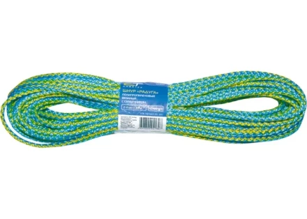 Шнур вязаный полипропиленовый с сердечником &quot;Радуга&quot; 4 мм L 20 м 60-70 кгс СИБРТЕХ 93950 купить в Новом Уренгое