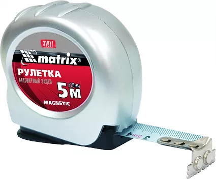Рулетка Magnetic 5 м х 19 мм магнитный зацеп  MATRIX 31011 купить в Новом Уренгое