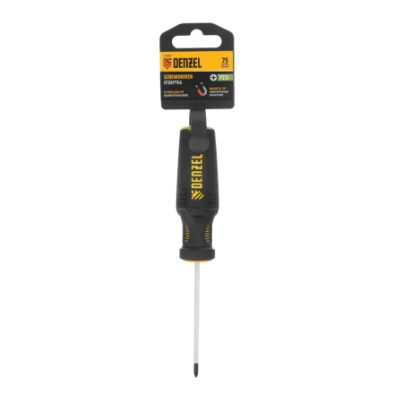 Отвертка PZ0x75 мм, CrV, трехкомпонентная рукоятка Denzel 12203 купить в Новом Уренгое