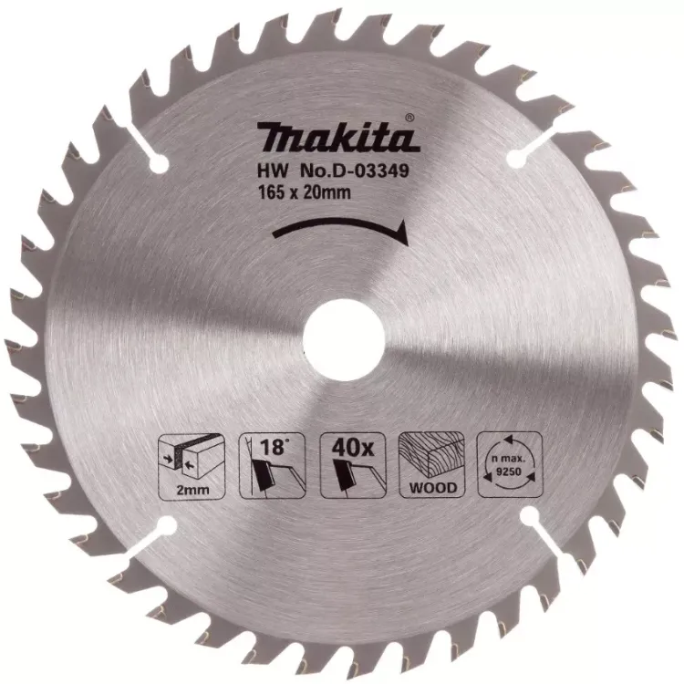 Диск пильный для дерева Makita D-45892, 165x20x2/1.3 мм; 40 зубьев купить в Новом Уренгое