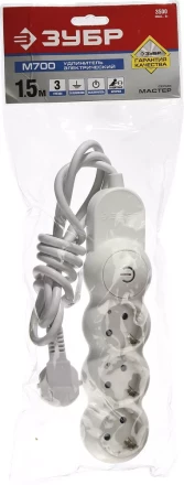 Удлинители электрические М700 3 гнезда с кнопкой серия МАСТЕР купить в Новом Уренгое