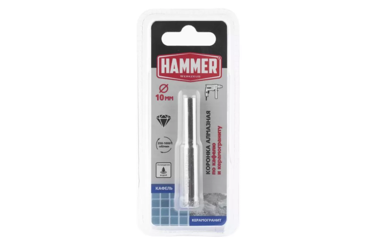 Коронка алмазная HAMMER Ф10х60мм (DHS 10.0*60/5) купить в Новом Уренгое