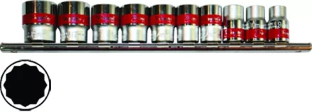 Набор торцевых головок, 3/8", 12-ти гр., CrV, 10шт., 9-19мм MATRIX 13595 купить в Новом Уренгое