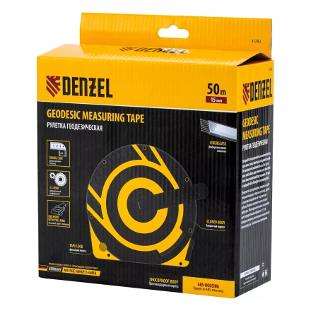 Рулетка геодезическая 50 м х 15 мм  Denzel 31292, закрытый корпус, фиберглассовая лента купить в Новом Уренгое