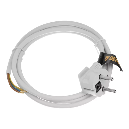 Шнур сетевой Denzel Energy Series, ПВС, 1,5 м, 3 x 1 мм, с неразборной вилкой, белый, 3 м, 37662 купить в Новом Уренгое