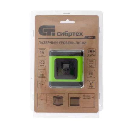 Лазерный уровень ЛН 02, 15 м, 635 нм, резьба 1/4&quot; Сибртех 35024 купить в Новом Уренгое
