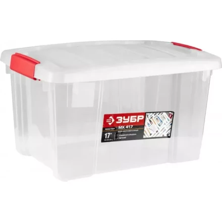 Ящик ЗУБР &quot;МАСТЕР&quot; пластиковый со съемной крышкой, 440x290x255мм (17&quot;) 38183-17 купить в Новом Уренгое