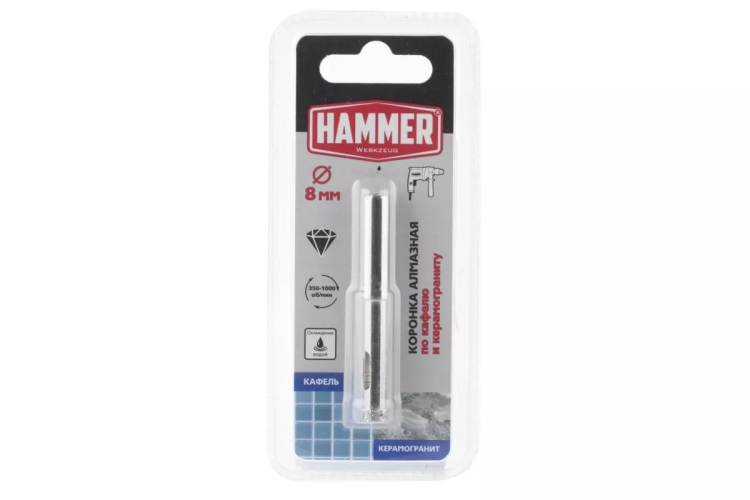 Коронка алмазная HAMMER Ф8х60мм (DHS 8.0*60/5) купить в Новом Уренгое