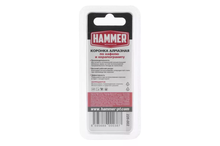 Коронка алмазная HAMMER Ф8х60мм (DHS 8.0*60/5) купить в Новом Уренгое