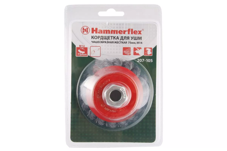 Кордщетка HAMMER чаша 75мм для УШМ витая сталь (207-105) купить в Новом Уренгое