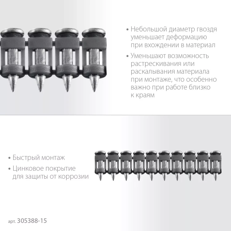 ЗУБР CN 15 х 2.7 мм, гвозди по бетону оцинкованные, 1000 шт (305388-15) купить в Новом Уренгое