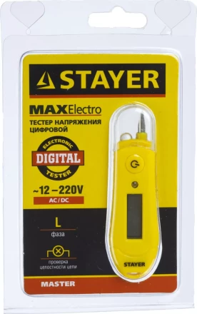 Тестер напряжения STAYER &quot;МASTER&quot; цифровой со световым индикатором, 12-220В, 70мм 45282 купить в Новом Уренгое