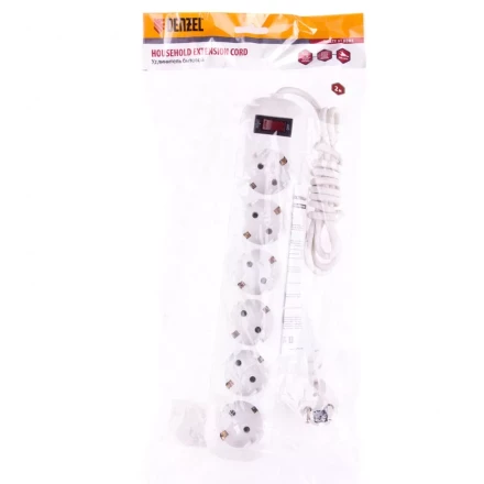 Удлинитель бытовой с заземлением и выключателем 2 м 6 розеток 10 A серия УХз10 Denzel 95980 купить в Новом Уренгое