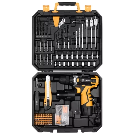 Дрель аккумуляторная DEKO DKCD12FU-Li, 063-4139 + набор 193 аксессуара купить в Новом Уренгое