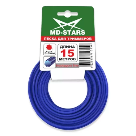 Леска для триммера HEPTAGON LINE (семиугольник) 3.3MMX15M купить в Новом Уренгое