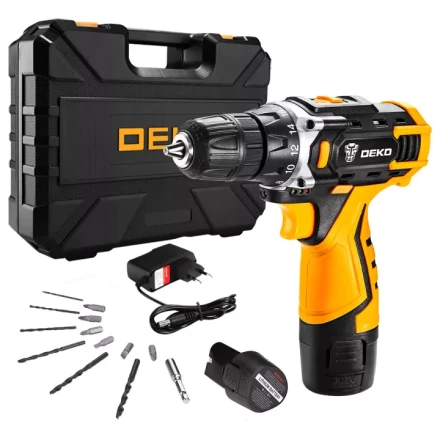 Дрель аккумуляторная DEKO DKCD12FU-Li SET3, 063-4173, в кейсе + оснастка 13 шт купить в Новом Уренгое