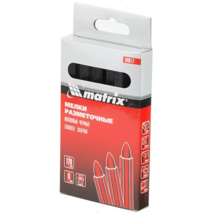 Мелки разметочные восковые черные 120мм коробка 6штук MATRIX 84817 купить в Новом Уренгое