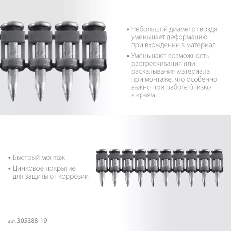 ЗУБР CN 19 х 2.7 мм, гвозди по бетону оцинкованные, 1000 шт (305388-19) купить в Новом Уренгое