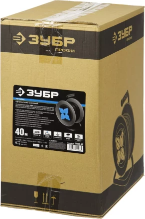 Удлинитель ЗУБР &quot;ПРОФИ&quot; на металл катушке, КГ 3х1,5кв мм, морозостойкий, 4 гнезда, IP44, макс мощность 3500Вт, 40м 55085-40 купить в Новом Уренгое