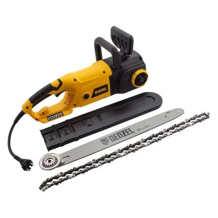 Пила цепная электрическая Denzel EDS-2200 2.2 кВт продольная шина 45 см шаг 3/8 паз 1.3 мм 62 звена 95619 купить в Новом Уренгое