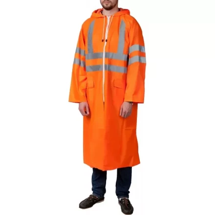 Плащ-дождевик ЗУБР 11617-56, сигнальный цвет, нейлоновый на молнии, размер 56-58 11617-56 купить в Новом Уренгое