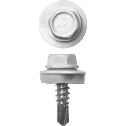 Саморезы СКМ кровельные, RAL 9003 белый, 19 x 5.5 мм, 2 500 шт, для металлических конструкций, ЗУБР 4-300310-55-019-9003 купить в Новом Уренгое