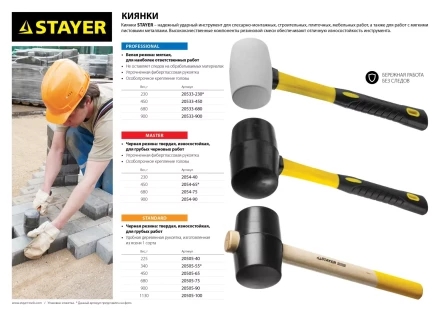 Киянка STAYER резиновая черная с деревянной ручкой, 680г 20505-75 купить в Новом Уренгое