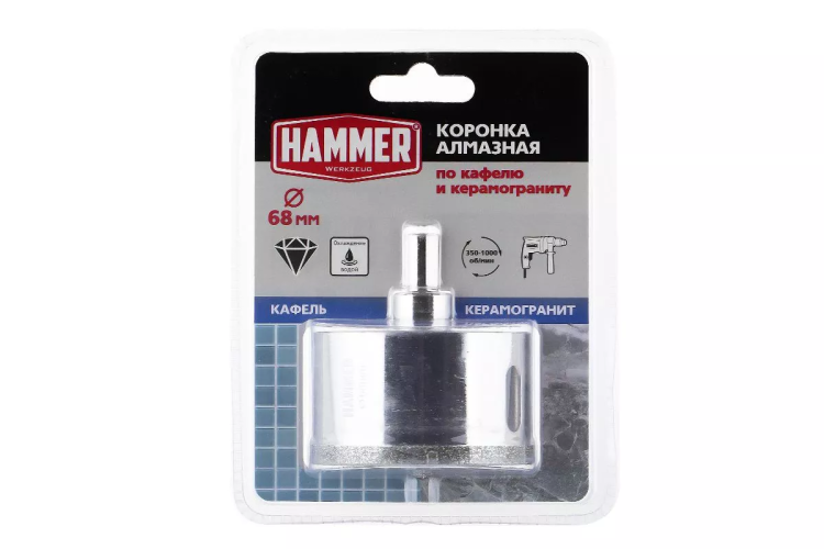 Коронка алмазная HAMMER Ф68мм HEX (DHS 68.0*65/5) купить в Новом Уренгое