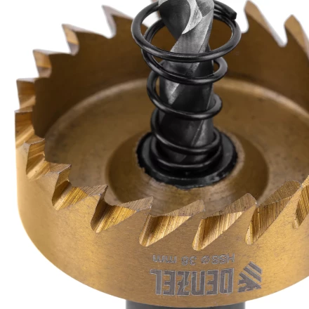 Коронка по металлу HSS, 38 мм, нитридтитановое покрытие Denzel 724111 купить в Новом Уренгое