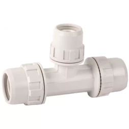 Тройник ЗУБР "ШиреФит" редукционный "штуцер с гайкой - внутренняя резьба - штуцер с гайкой", 26мм-20мм-26мм 51506-26-20-26