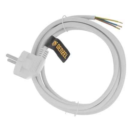 Шнур сетевой Denzel Energy Series, ПВС, 3 м, 3 x 1 мм, с неразборной вилкой, белый, 3 м, 37666 купить в Новом Уренгое