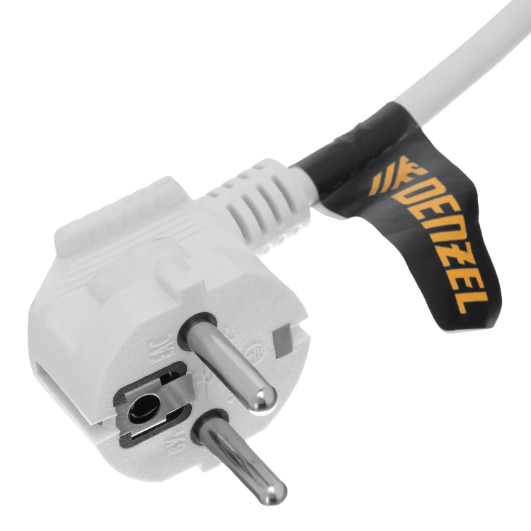 Шнур сетевой Denzel Energy Series, ПВС, 3 м, 3 x 1 мм, с неразборной вилкой, белый, 3 м, 37666 купить в Новом Уренгое