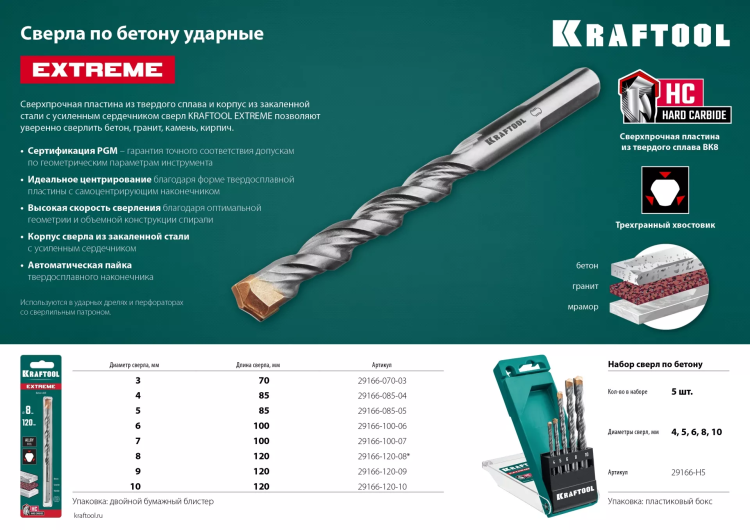 Сверла по бетону EXTREME Оберон 29166-070-03 купить в Новом Уренгое
