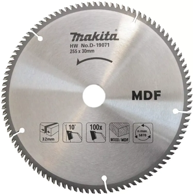 Диск пильный для резки дерева и MDF Makita D-19071, 255x30х2.4 мм; 100 зубьев купить в Новом Уренгое