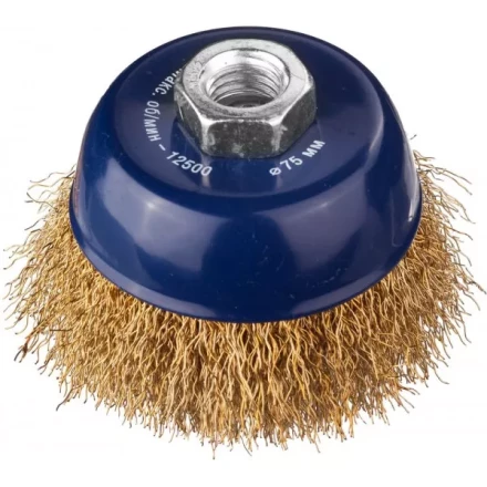 DEXX. Щетка чашечная для УШМ, витая стальная латунированная проволока 0,3мм, 75ммхМ14 35103-075 купить в Новом Уренгое